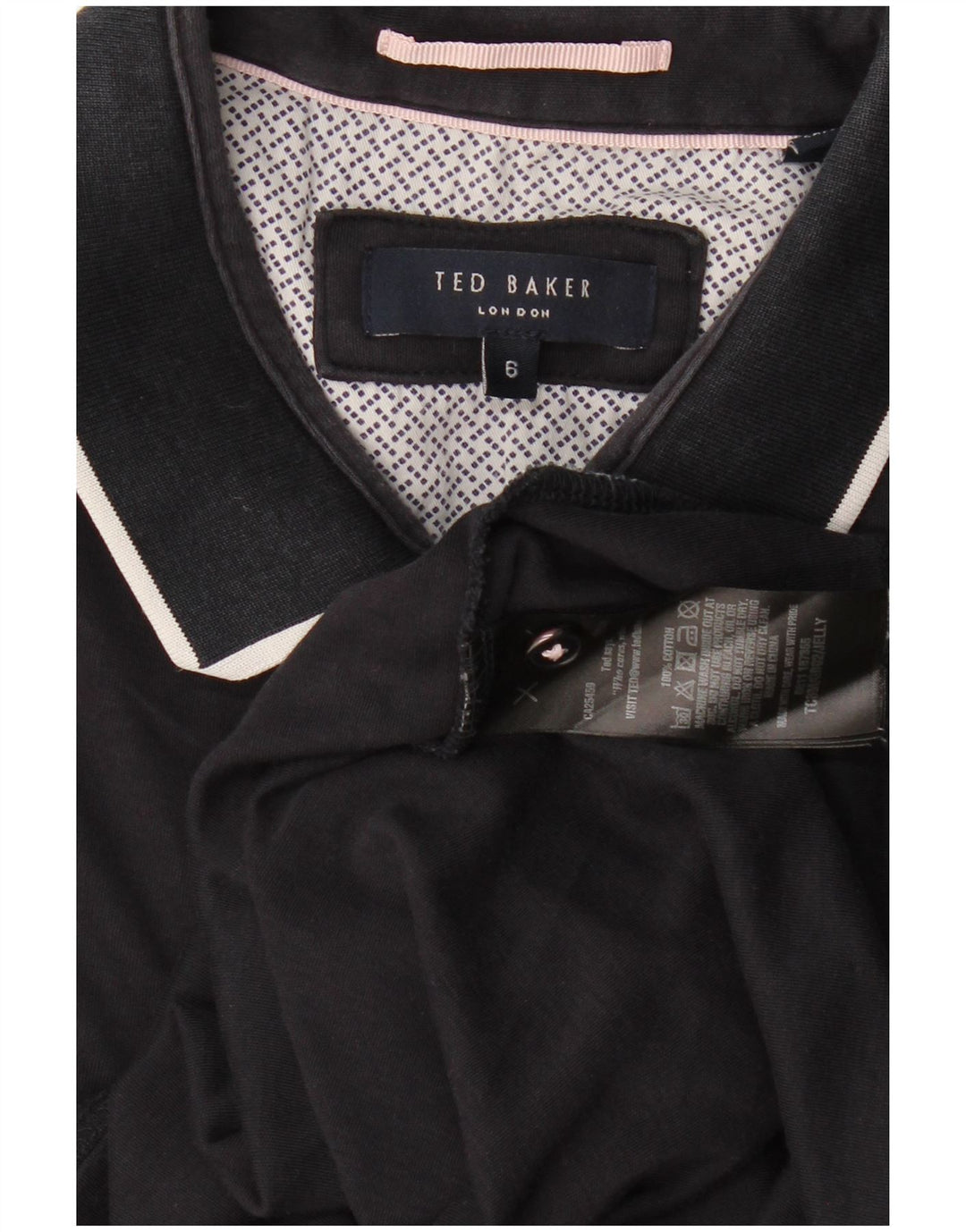 Ted Baker Polo Homme Taille 6 2XL Coton Noir