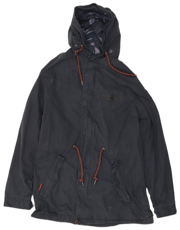 Superdry Parka à capuche pour homme UK 46 3XL Bleu marine Coton