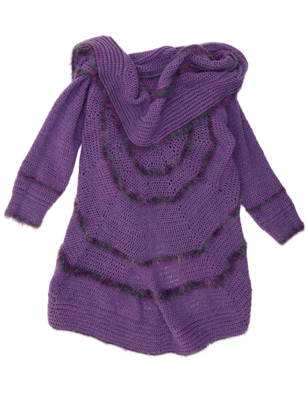 vintage Femmes Longline Open Cardigan Pull Taille Unique Violet