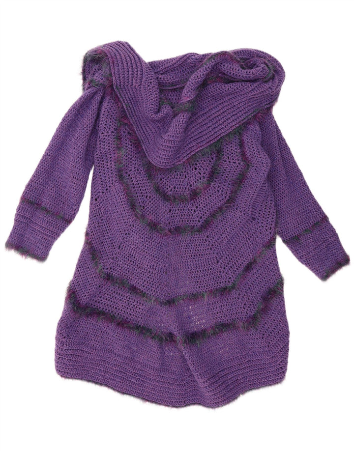 vintage Femmes Longline Open Cardigan Pull Taille Unique Violet