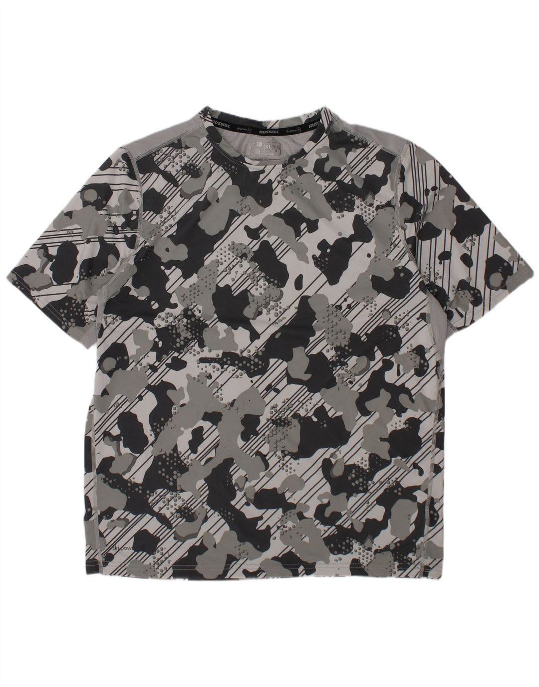 RUSSELL ATHLETIC T-Shirt Dri-Power Garçon 14-15 Ans XL Gris Camouflage