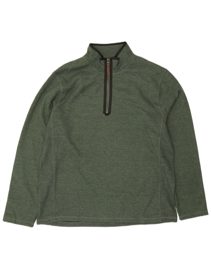 Mountain Warehouse Pull à col zippé pour homme en coton vert Taille L
