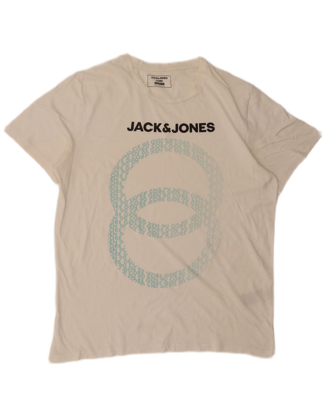 Jack & Jones T-Shirt Regular Fit Graphique Homme Blanc Moyen Coton