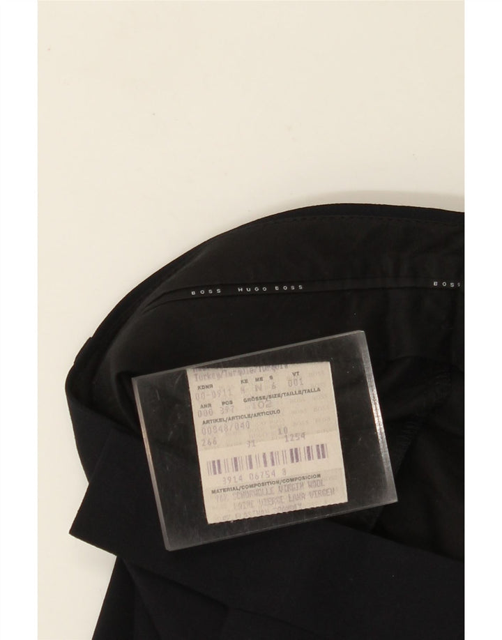 HUGO BOSS Pantalon de Costume Droit Femme W34 L31 Laine Vierge Bleu Marine