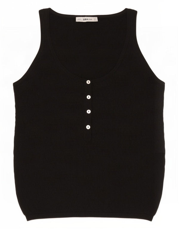 Zara Femme Débardeur UK 12 Medium Noir Polyester