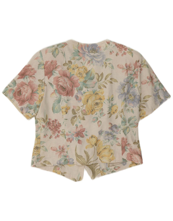 vintage Femme Chemise Blouse UK 12 Moyen Multicolore Floral
