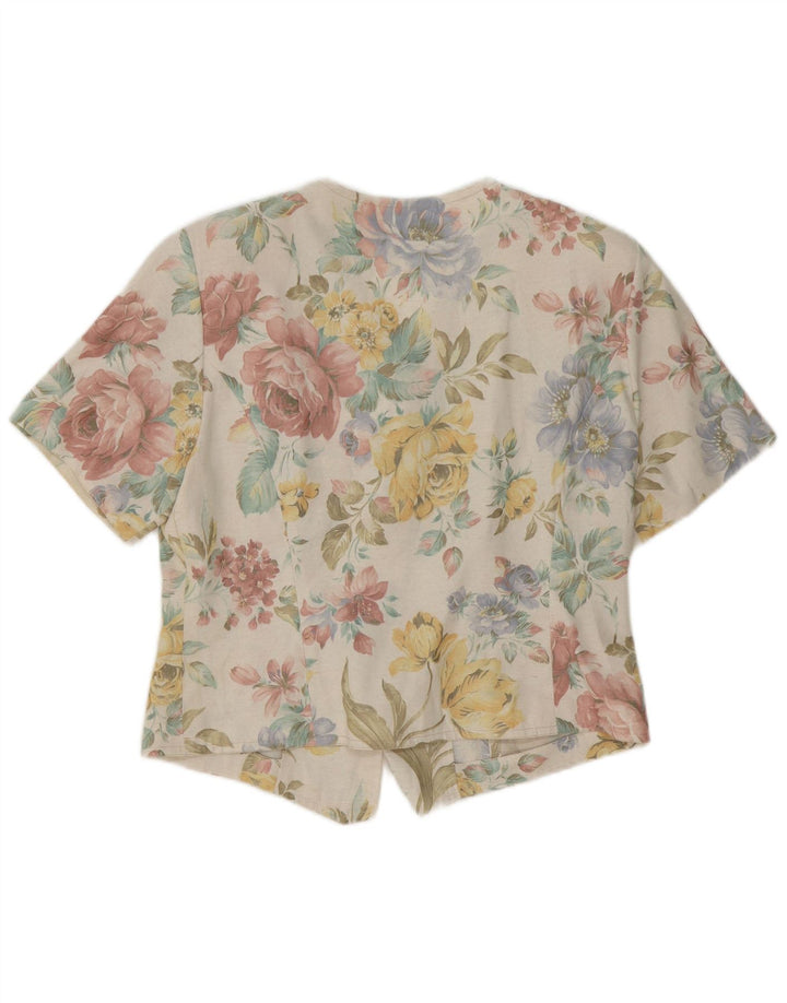 vintage Femme Chemise Blouse UK 12 Moyen Multicolore Floral