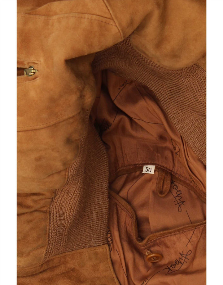 vintage Homme Daim Bomber Jacket IT 50 Grand Beige