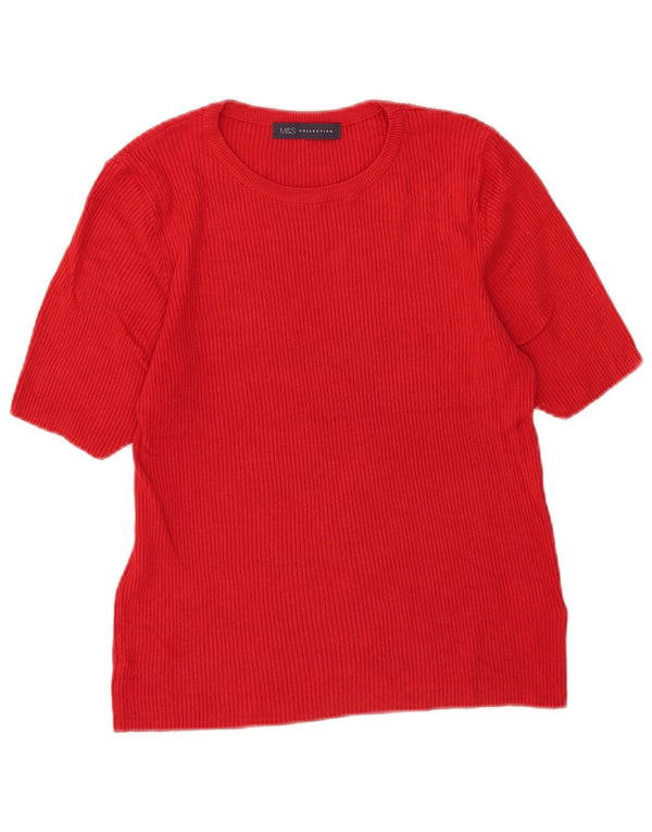 Marks & Spencer T-shirt court pour femme UK 16 Large Rouge Viscose
