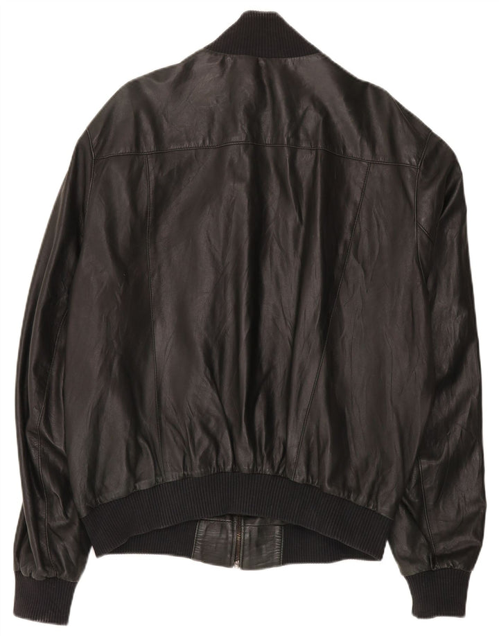 John and Son's Veste en cuir pour homme UK 38 Cuir noir moyen