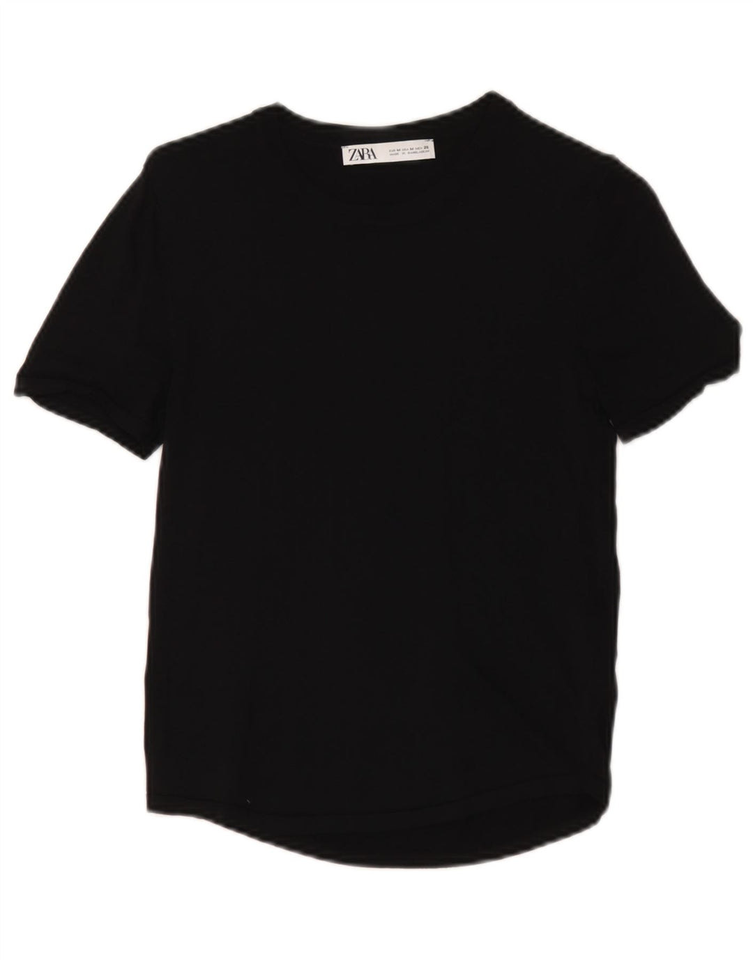 Zara Femme T-Shirt Top UK 12 Medium Noir Viscose
