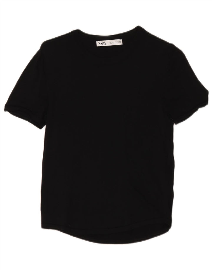 Zara Femme T-Shirt Top UK 12 Medium Noir Viscose