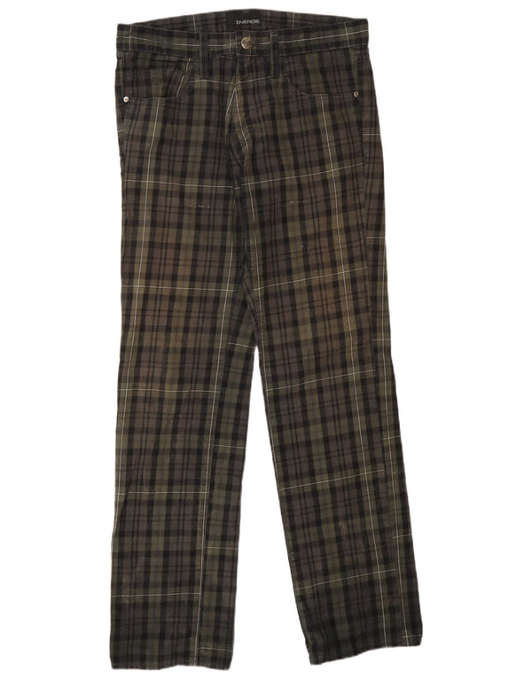 Energie Pantalon décontracté droit pour homme W33 L34 Kaki à carreaux