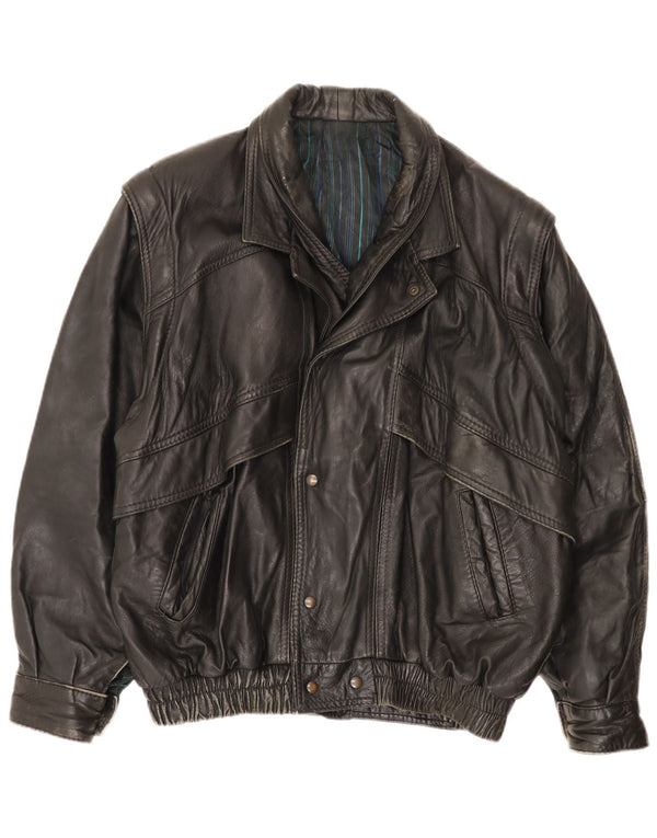 veste en cuir homme vintage UK 40 Grand Noir