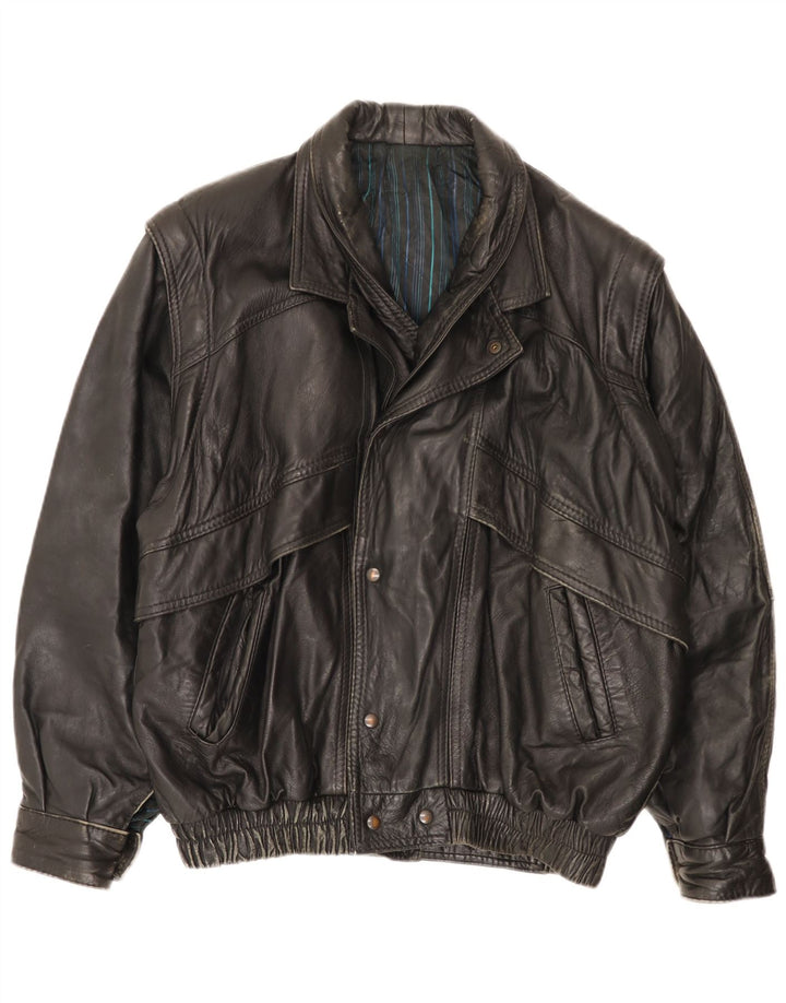 veste en cuir homme vintage UK 40 Grand Noir