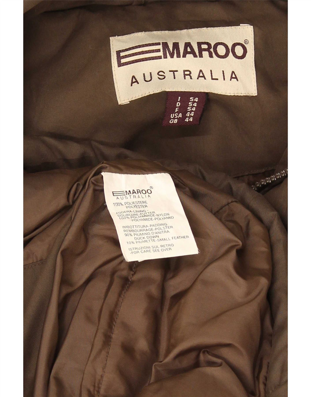 Emaroo Australia Veste matelassée à capuche pour homme UK 44 2XL Marron Polyester