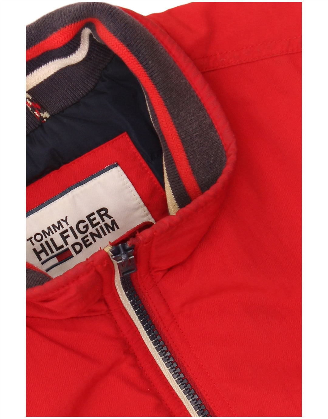 TOMMY HILFIGER Veste Bomber Homme UK 40 Large Rouge Polyamide
