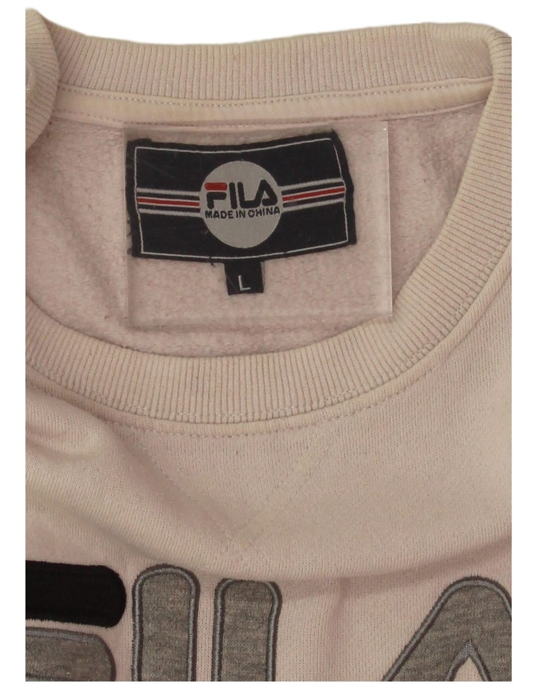 Fila Sweat-shirt court surdimensionné pour femme UK 16 Large Blanc cassé
