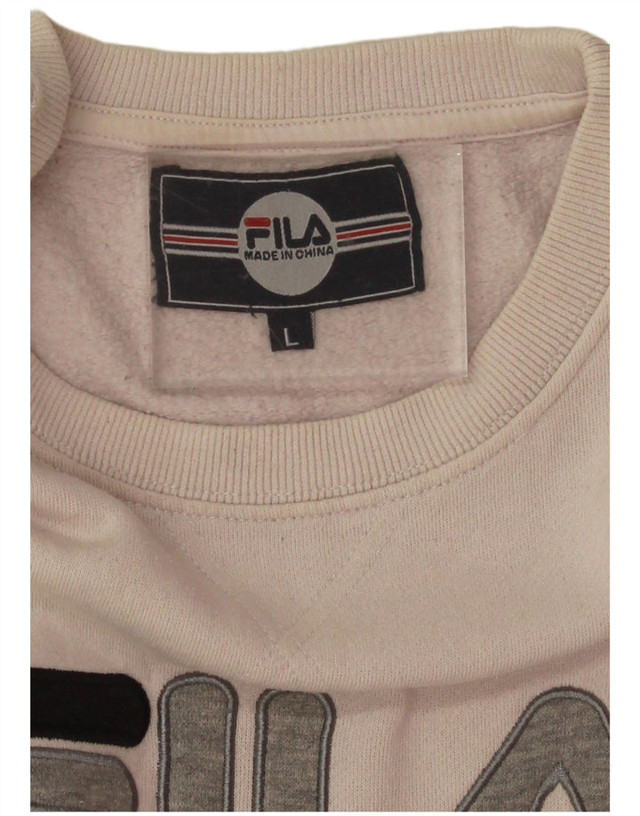 Fila Sweat-shirt court surdimensionné pour femme UK 16 Large Blanc cassé