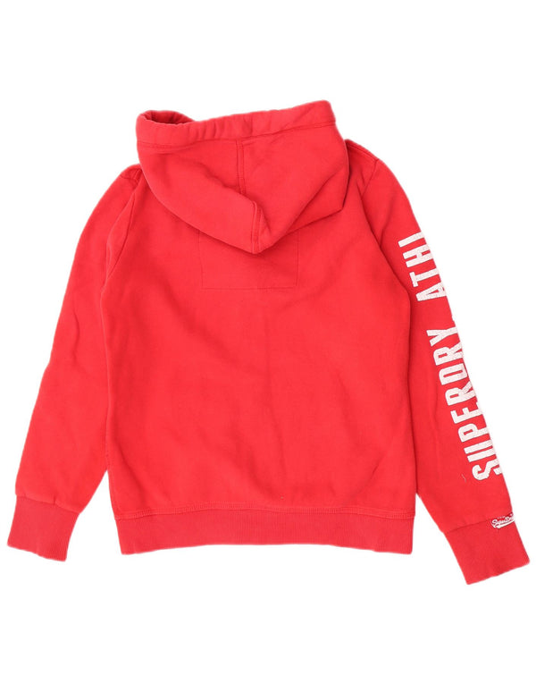 Superdry Pull à capuche zippé graphique pour femme UK 16 Large Rouge Coton