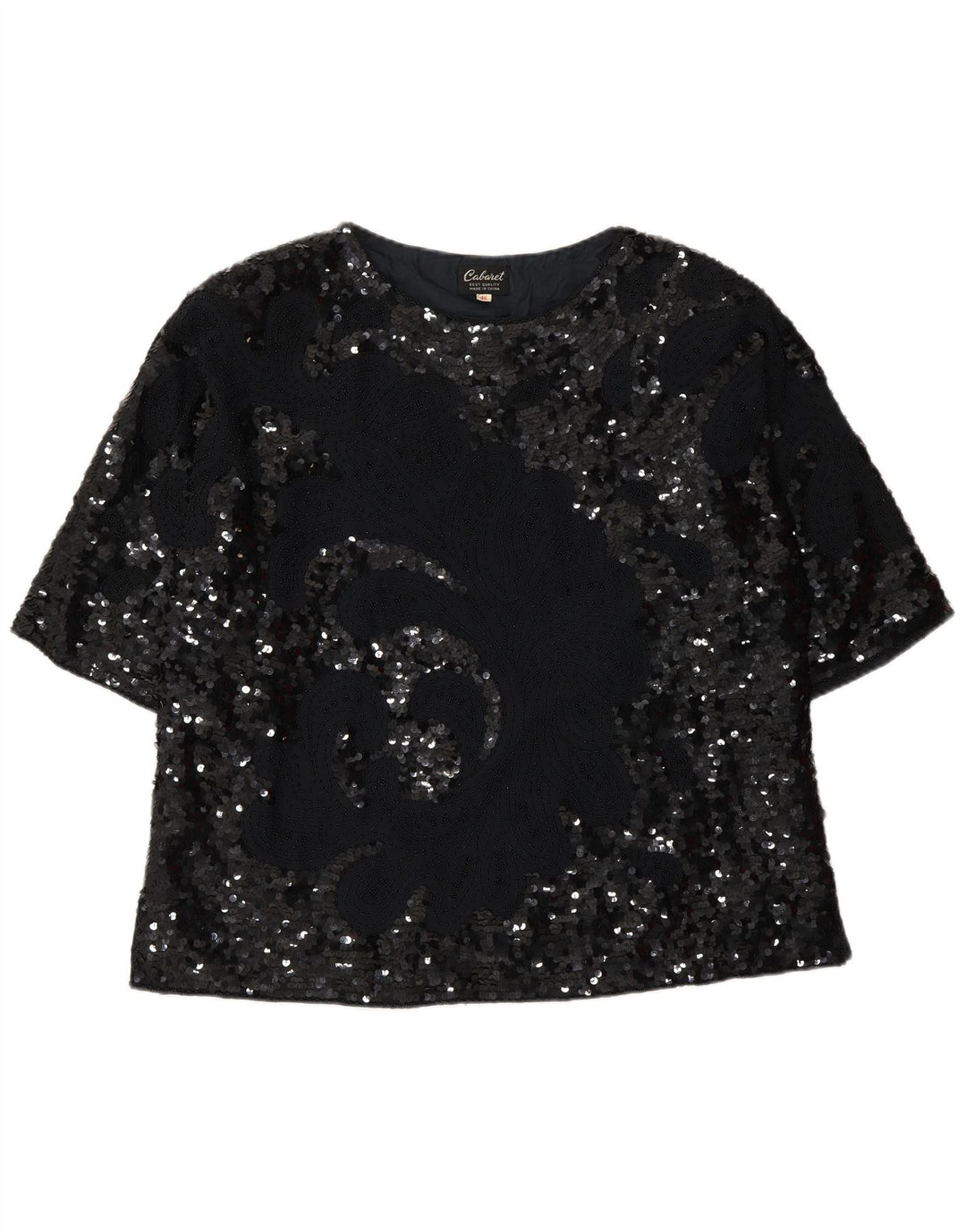 vintage Femme Chemisier Top IT 46 Grand Noir