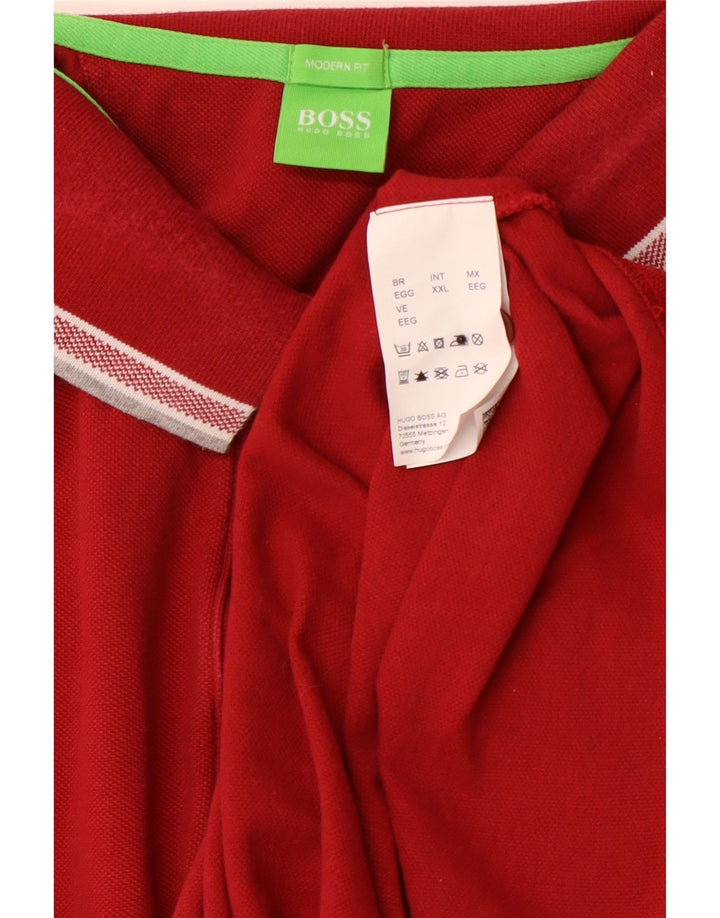 HUGO BOSS Polo à manches longues coupe moderne 2XL homme rouge coton