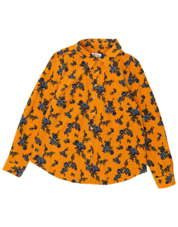 Denim & Co Chemise en velours côtelé pour femme UK 16 Grand coton floral jaune