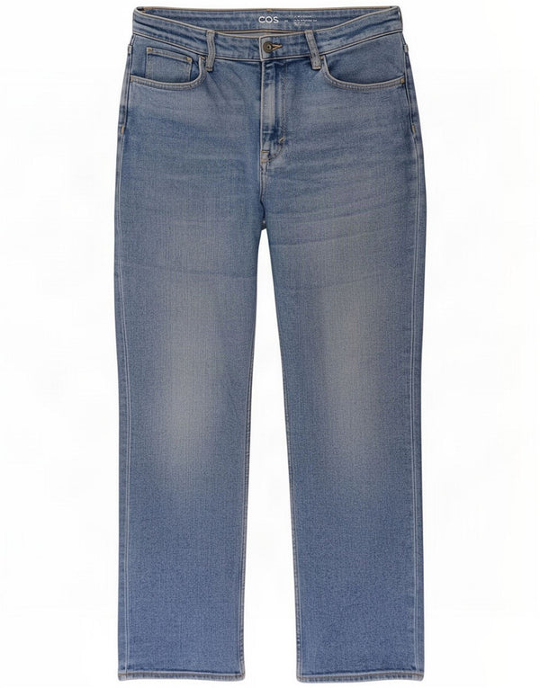 Cos Mens High Waist Slim Straight Jeans W32 L28 Blue Cotton