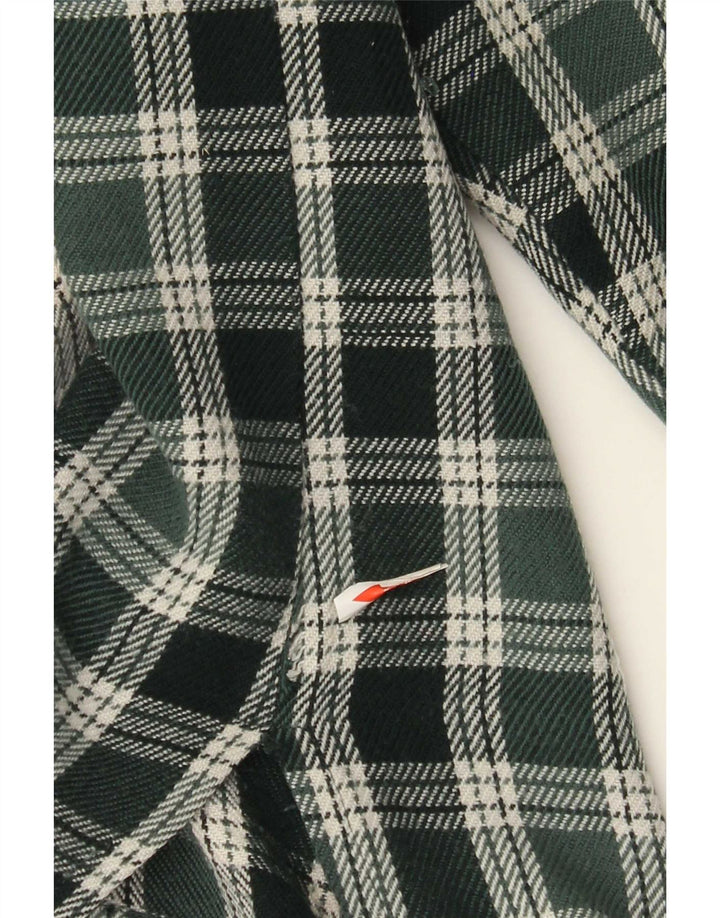 Brugi Surchemise zippée pour homme en flanelle à petits carreaux verts en acrylique