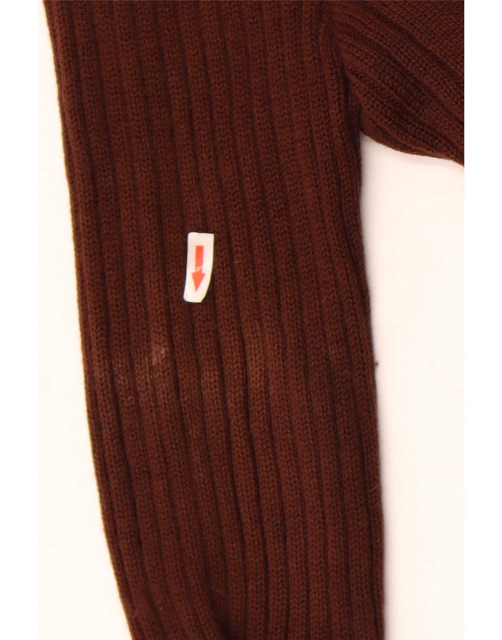 Vintage Cardigan pour homme en laine color block marron moyen