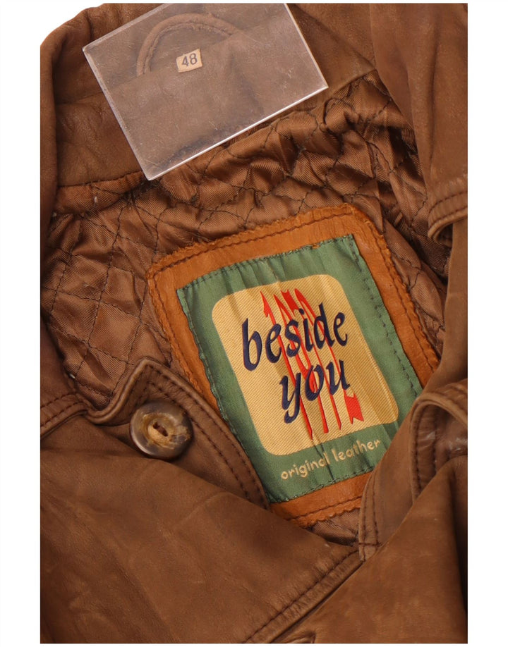 Veste en cuir homme vintage IT 48 Cuir marron moyen