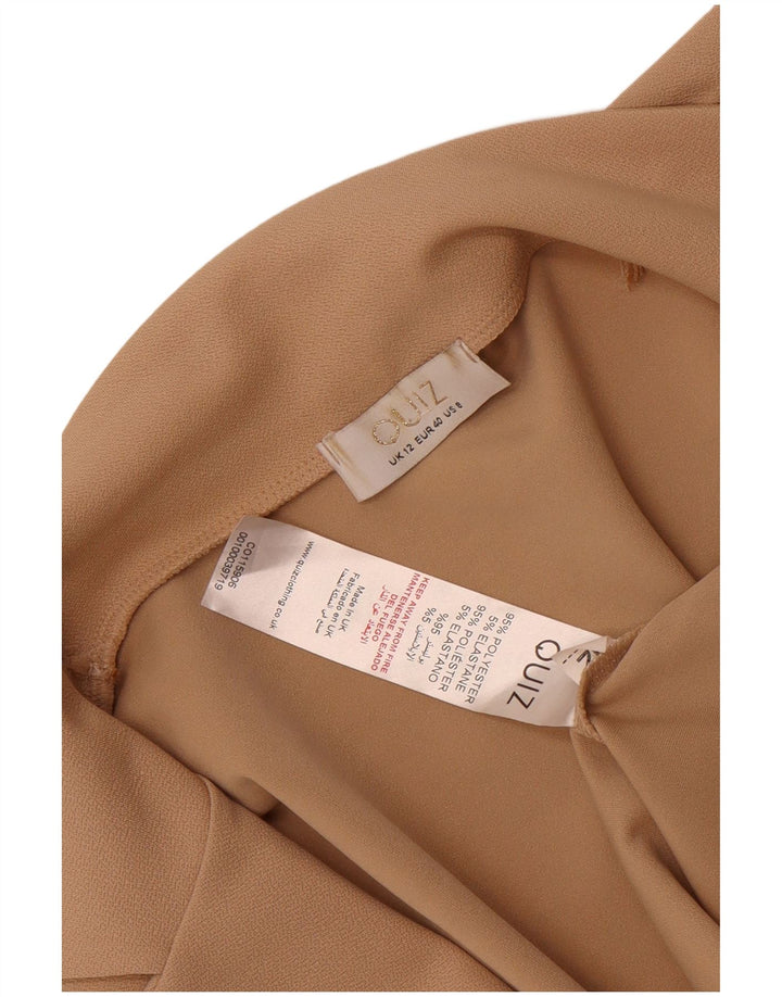 Quiz Veste blazer ouverte à manches 3/4 pour femme UK 12 Beige moyen Polyester