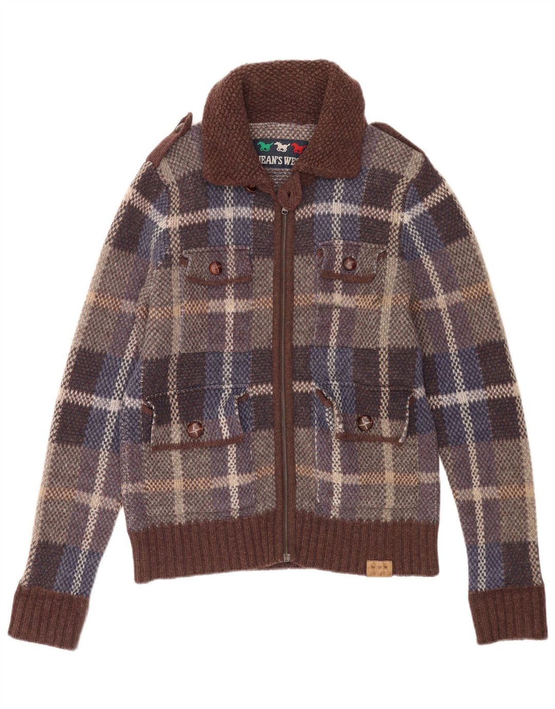 Jean's West Veste militaire militaire pour homme UK 38 Medium à carreaux multicolores