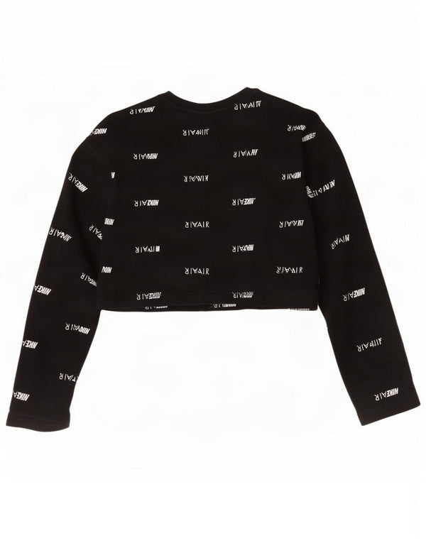 Nike Haut court surdimensionné à manches longues pour femme UK 10 Petit coton noir