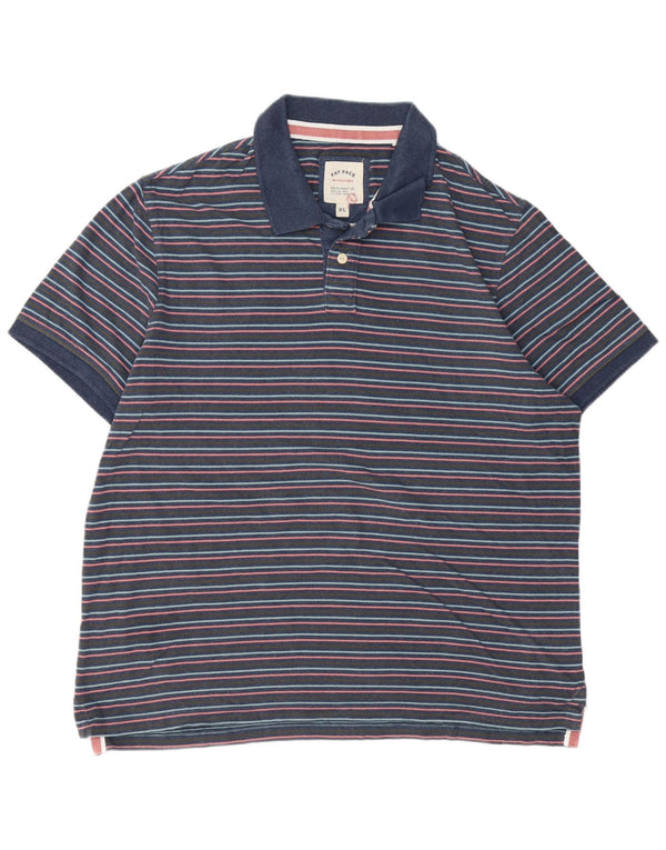 FAT FACE Polo Homme XL Bleu Marine Rayé Coton