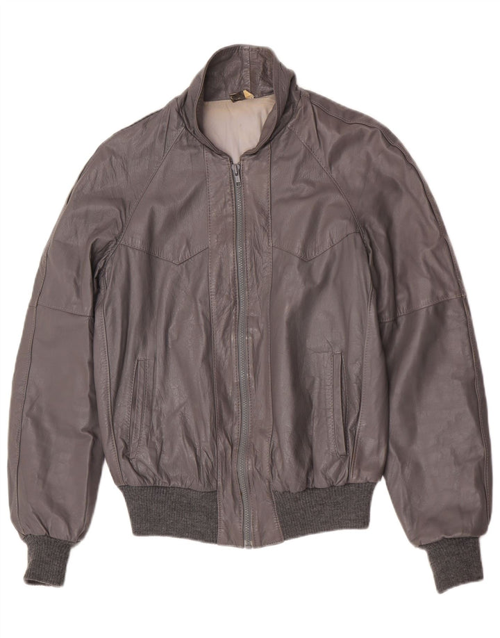 veste en cuir homme vintage IT 48 cuir gris moyen