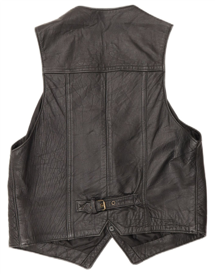gilet homme vintage cuir noir moyen