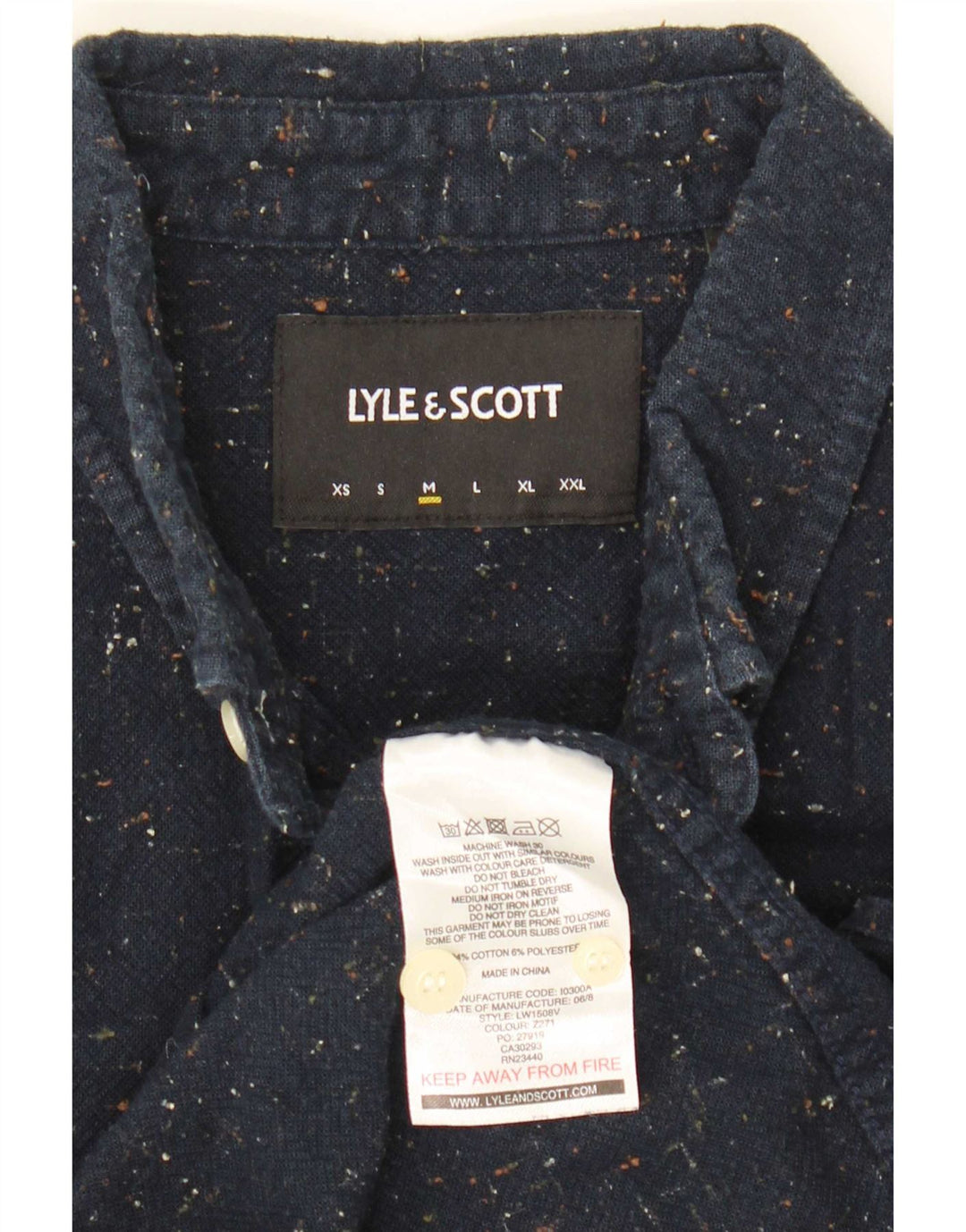 Lyle & Scott Chemise Homme Bleu Marine Moyen Coton Moucheté