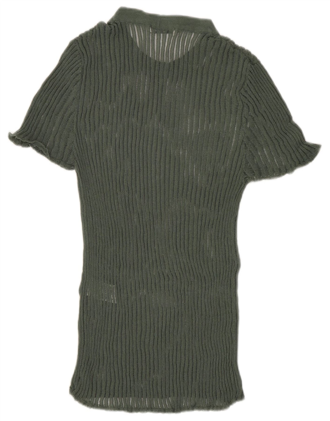 Zara Womens Knit Blouse Top UK 8 Small Vert Viscose