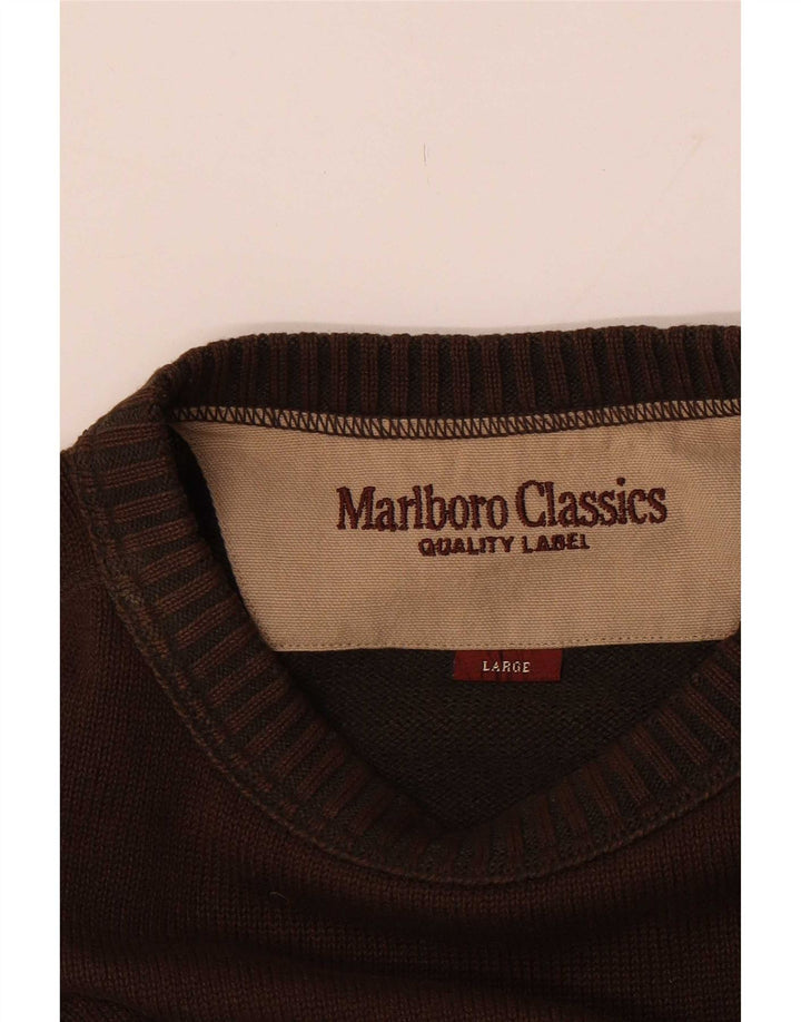 Marlboro Classics Pull à col rond pour homme Marron Taille L