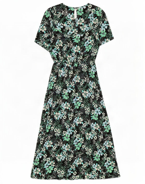 Marks & Spencer Robe longue pour femme UK 10 Petite viscose florale multicolore
