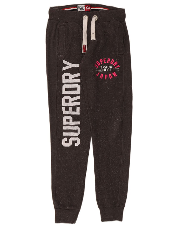 Superdry Pantalon de survêtement graphique pour femme Joggers UK 10 Small Gris moucheté