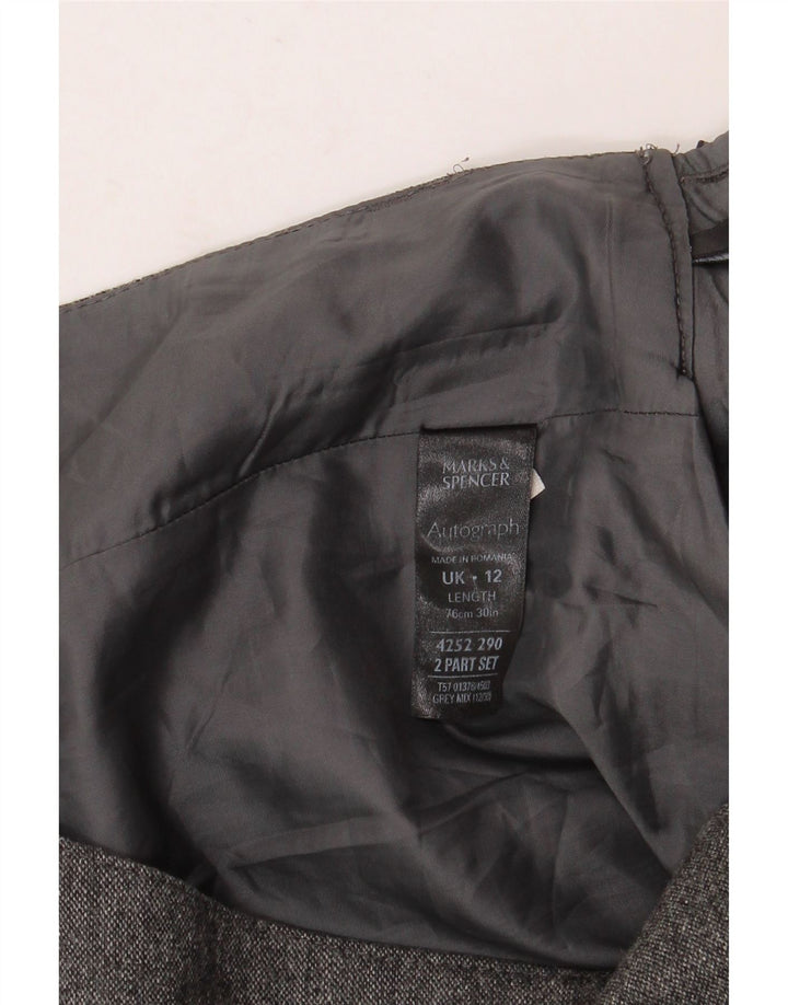 Marks & Spencer Jupe trapèze pour femme UK 12 Medium W32 Gris moucheté laine vierge