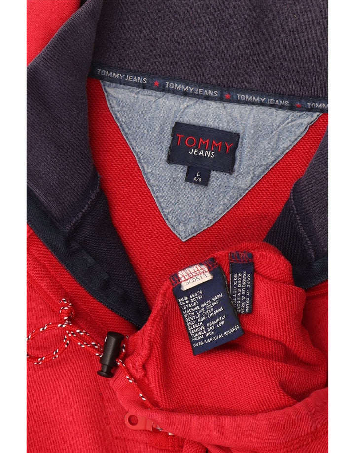 Tommy Hilfiger Haut à col zippé à manches longues pour homme Grand coton rouge