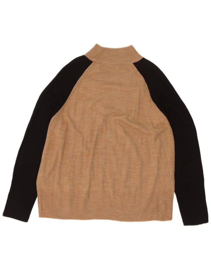 Marks & Spencer Pull à col roulé pour homme Large Beige Colorblock