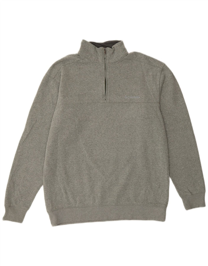 Columbia Sweat-shirt à col zippé pour femme UK 14 Gris moyen Coton