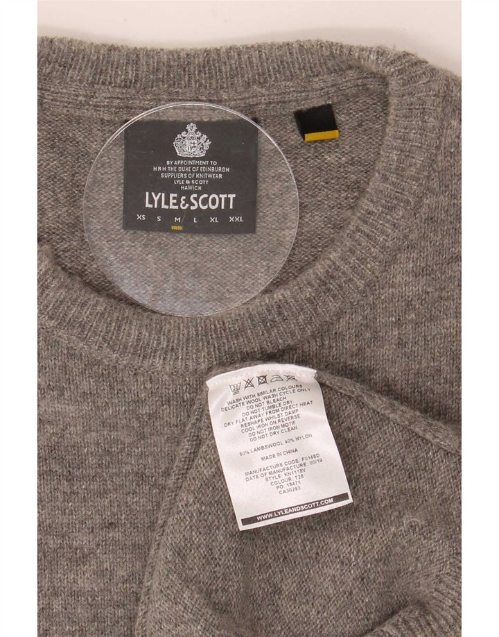 Lyle & Scott Pull Col Rond Homme Gris Moyen Moucheté Laine d'Agneau