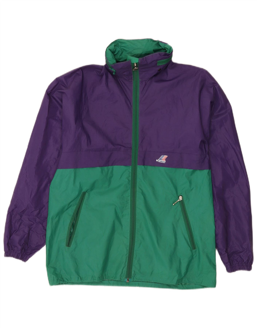 K-Way Veste de pluie à capuche pour homme UK 38 Violet moyen Colourblock Polyamide