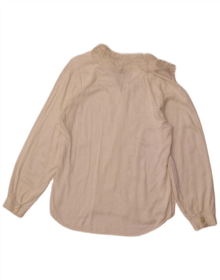 BENETTON Femme Chemisier IT 44 Viscose Blanc Cassé Moyen