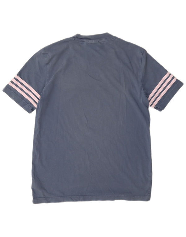 Adidas Womens Graphic T-Shirt Top UK 10 Petit Bleu Coton